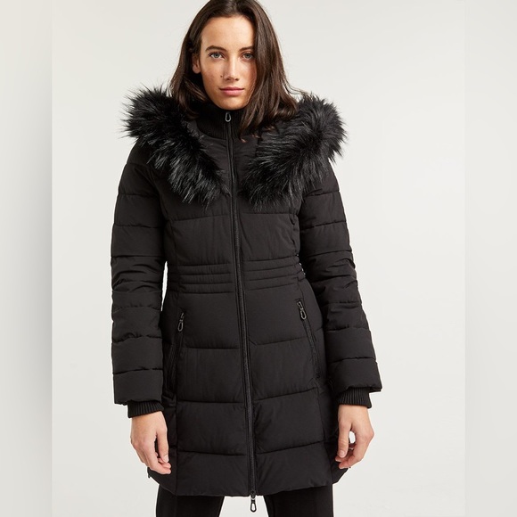 Faux Fur Hood Quilted Winter Coat Reitmans XXL SYNTHETIC DOWN - Picture 2 of 8